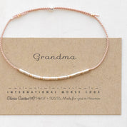 Grandma Morse Code Bracelet - Dainty 14K Gold & Silver Jewelry by Olivia Cactus