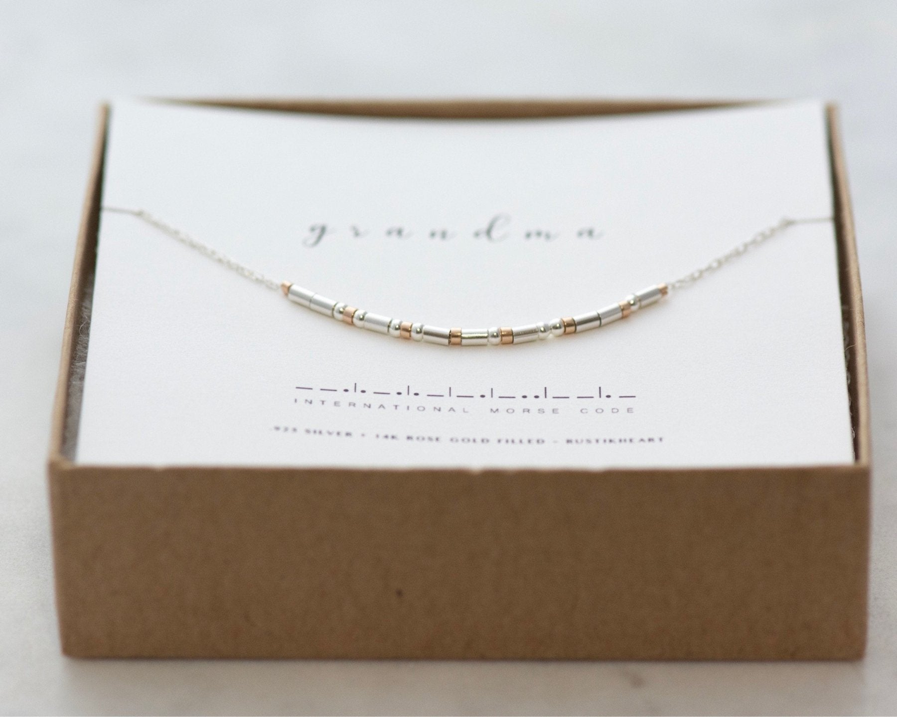 Grandma Morse Code Necklace - Dainty 14K Gold & Silver Jewelry by Olivia Cactus