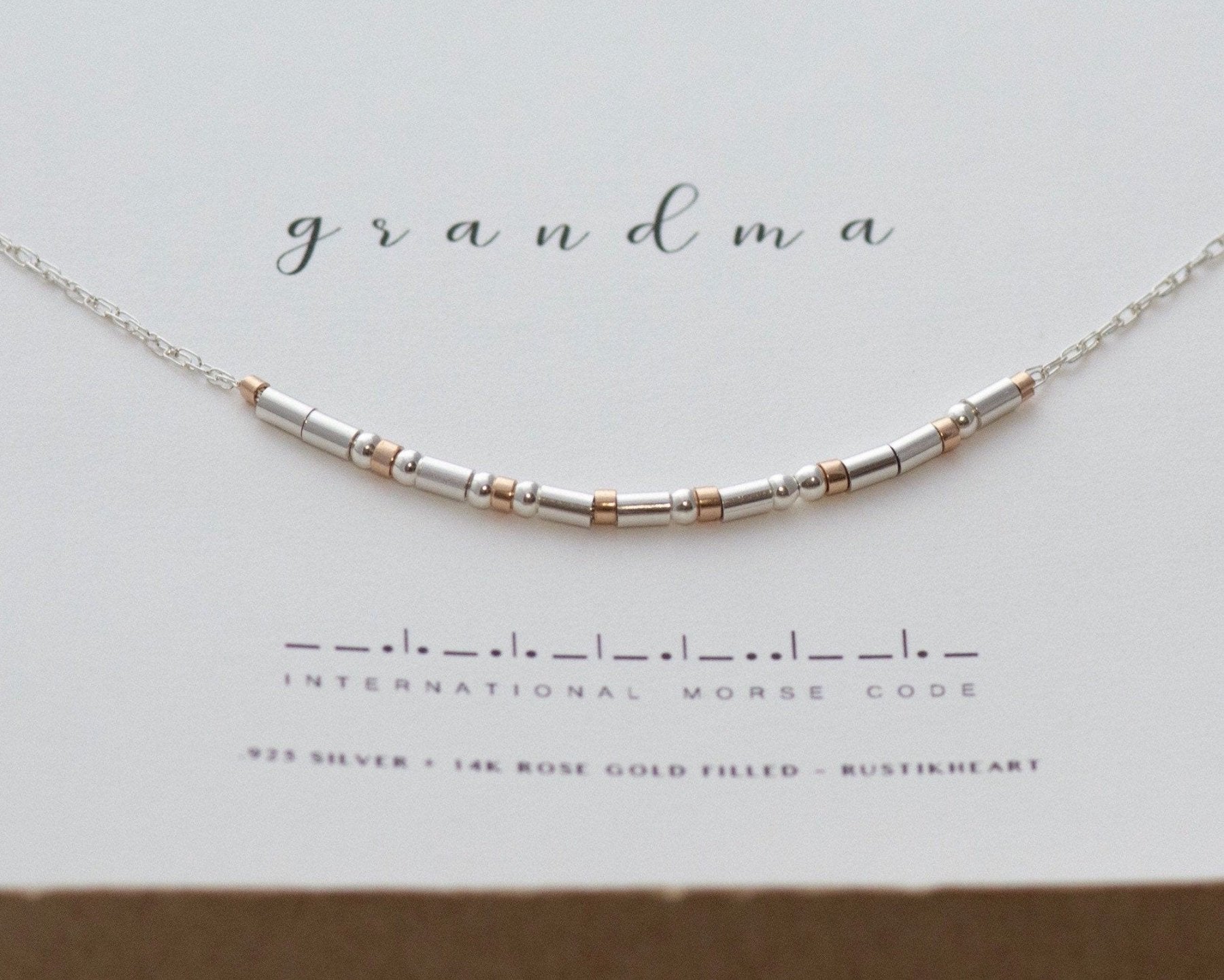 Grandma Morse Code Necklace - Dainty 14K Gold & Silver Jewelry by Olivia Cactus