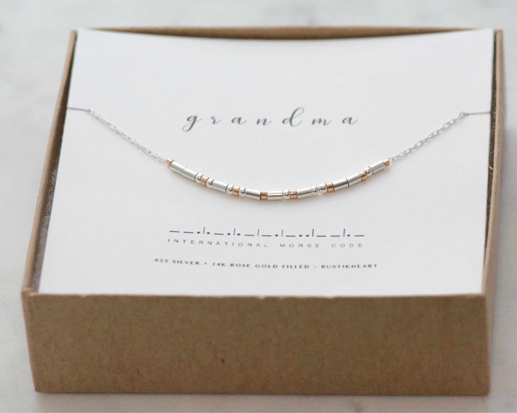 Grandma Morse Code Necklace - Dainty 14K Gold & Silver Jewelry by Olivia Cactus