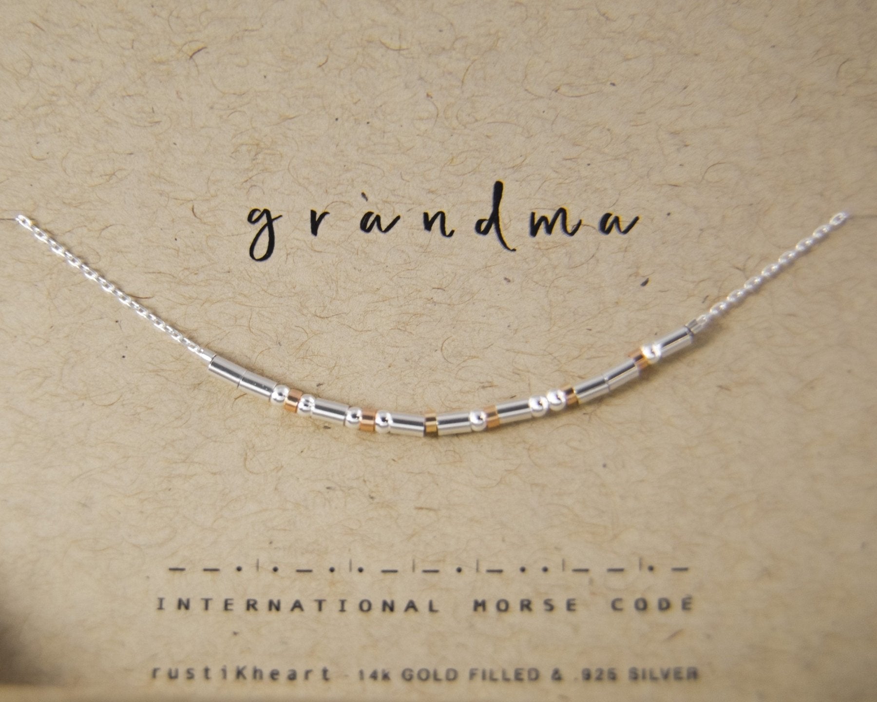 Grandma Morse Code Necklace - Dainty 14K Gold & Silver Jewelry by Olivia Cactus