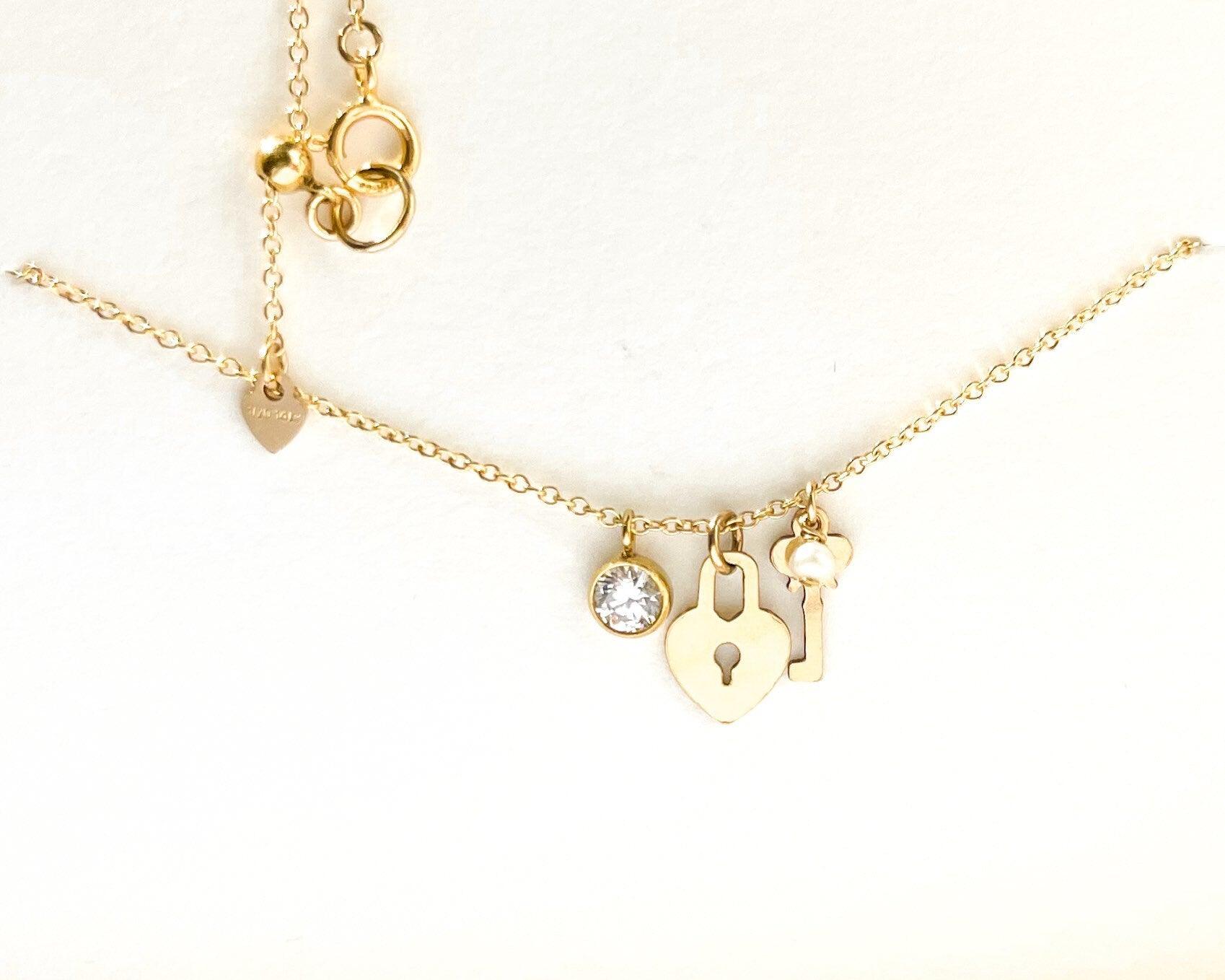 Heart and Charms Necklace - Dainty 14K Gold & Silver Jewelry by Olivia Cactus