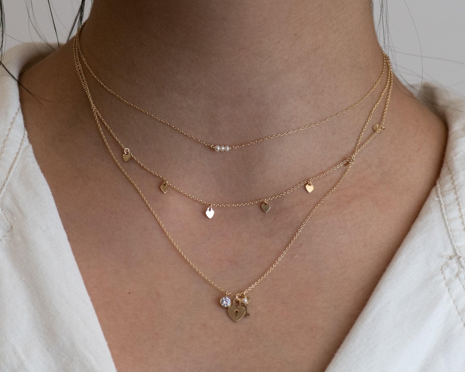 Heart and Charms Necklace - Dainty 14K Gold & Silver Jewelry by Olivia Cactus