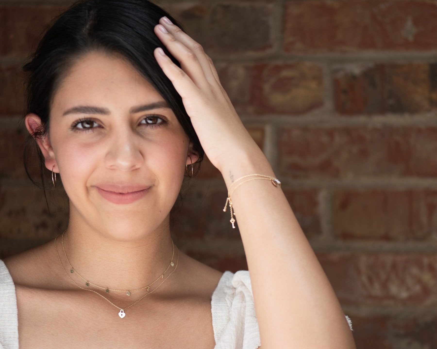 Heart Lock and Key Bracelet - Dainty 14K Gold & Silver Jewelry by Olivia Cactus