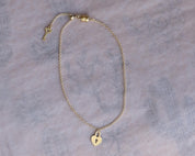 Heart Lock and Key Bracelet - Dainty 14K Gold & Silver Jewelry by Olivia Cactus