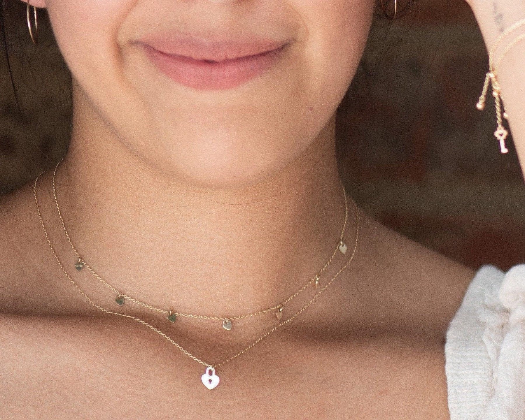Heart Lock Necklace - Dainty 14K Gold & Silver Jewelry by Olivia Cactus