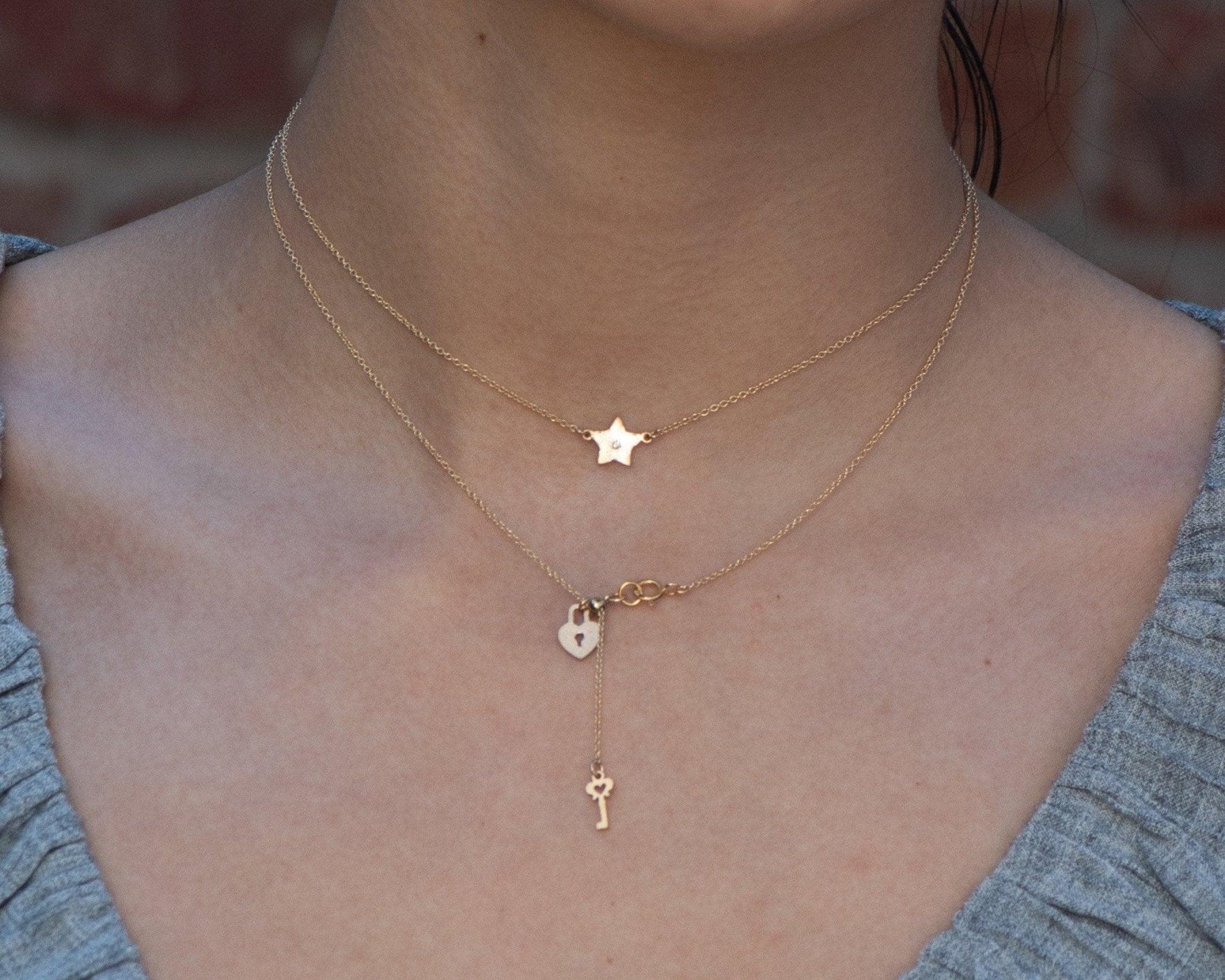 Heart Lock Necklace - Dainty 14K Gold & Silver Jewelry by Olivia Cactus