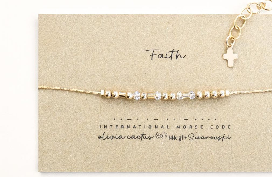 Faith Morse Code Bracelet with Cross Charm