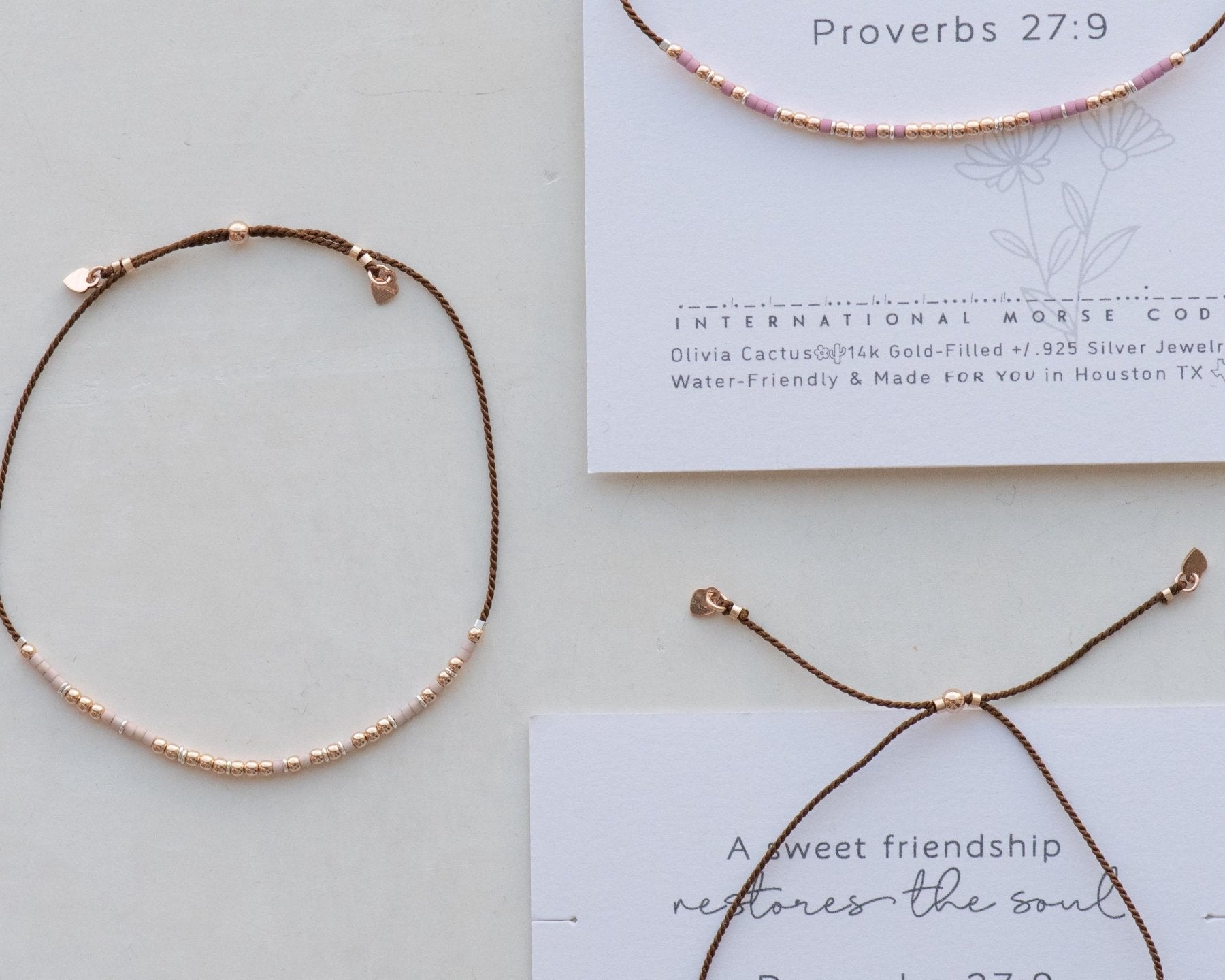 Isaiah 43:18 - 19 Morse Code Bracelet - Dainty 14K Gold & Silver Jewelry by Olivia Cactus