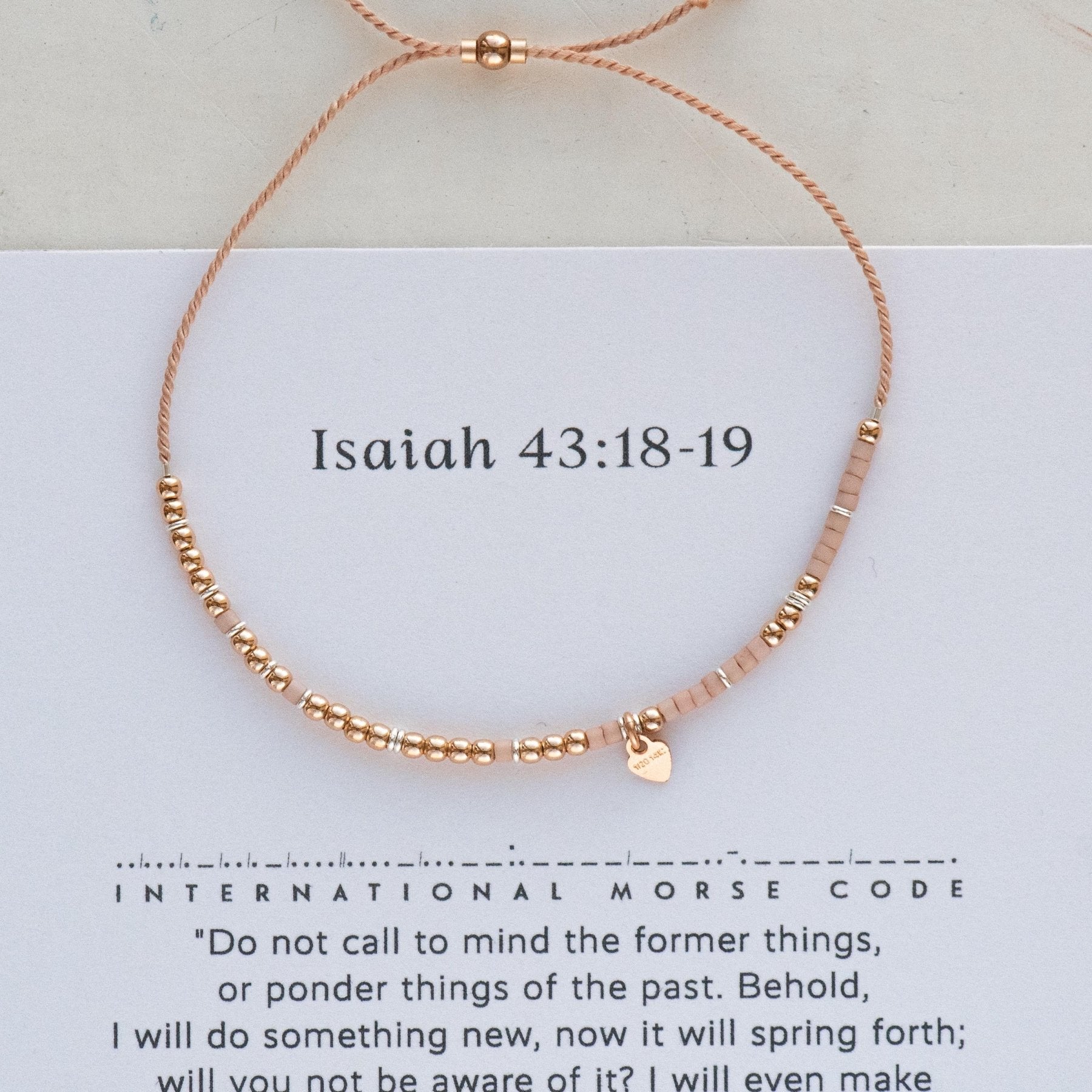 Isaiah 43:18 - 19 Morse Code Bracelet - Dainty 14K Gold & Silver Jewelry by Olivia Cactus