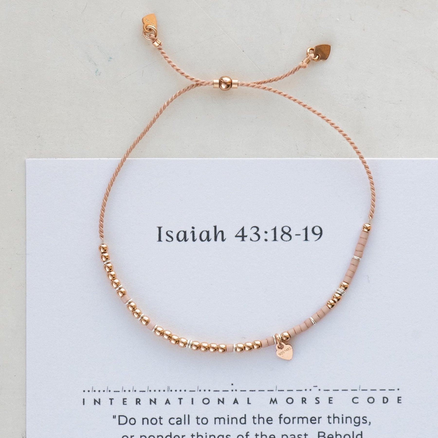 Isaiah 43:18 - 19 Morse Code Bracelet - Dainty 14K Gold & Silver Jewelry by Olivia Cactus