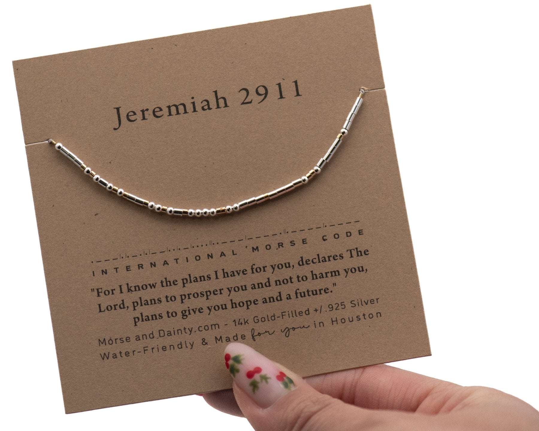 Jeremiah 29:11 Morse Code Bracelet - Dainty 14K Gold & Silver Jewelry by Olivia Cactus