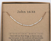 John 16:33 Morse Code Bracelet - Dainty 14K Gold & Silver Jewelry by Olivia Cactus