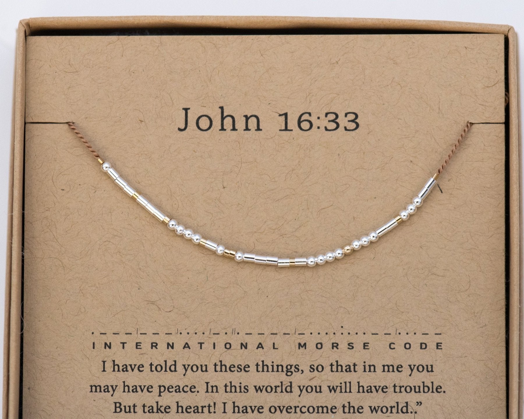 John 16:33 Morse Code Bracelet - Dainty 14K Gold & Silver Jewelry by Olivia Cactus