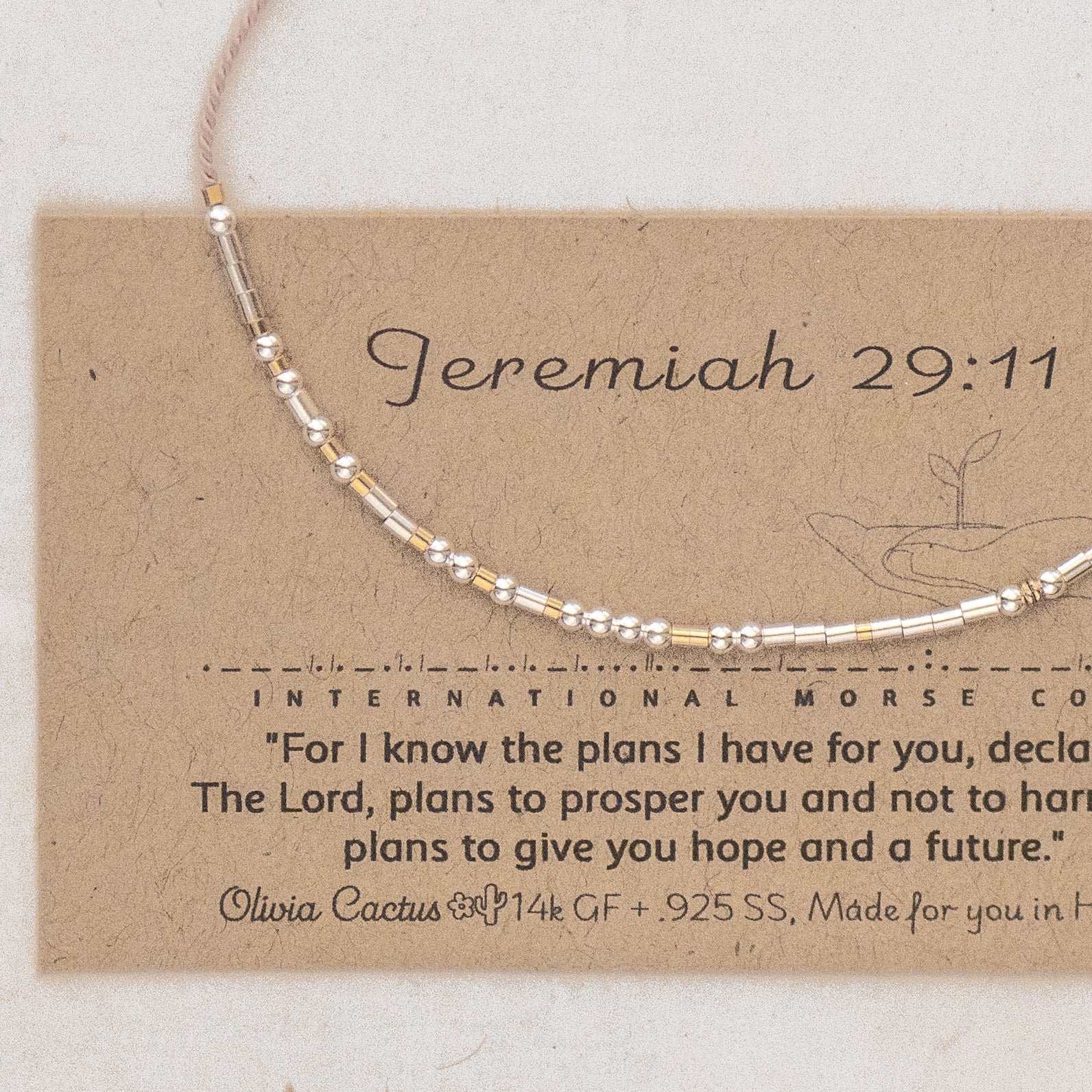 Joshua 1:9 Morse Code Bracelet - Dainty 14K Gold & Silver Jewelry by Olivia Cactus