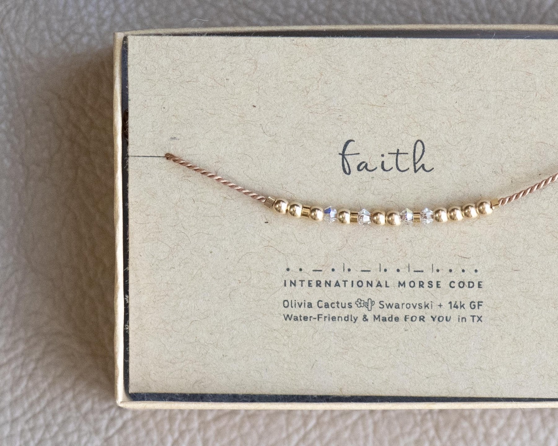 Faith Morse Code Bracelet + Cross Charm - Dainty 14K Gold & Silver Jewelry by Olivia Cactus