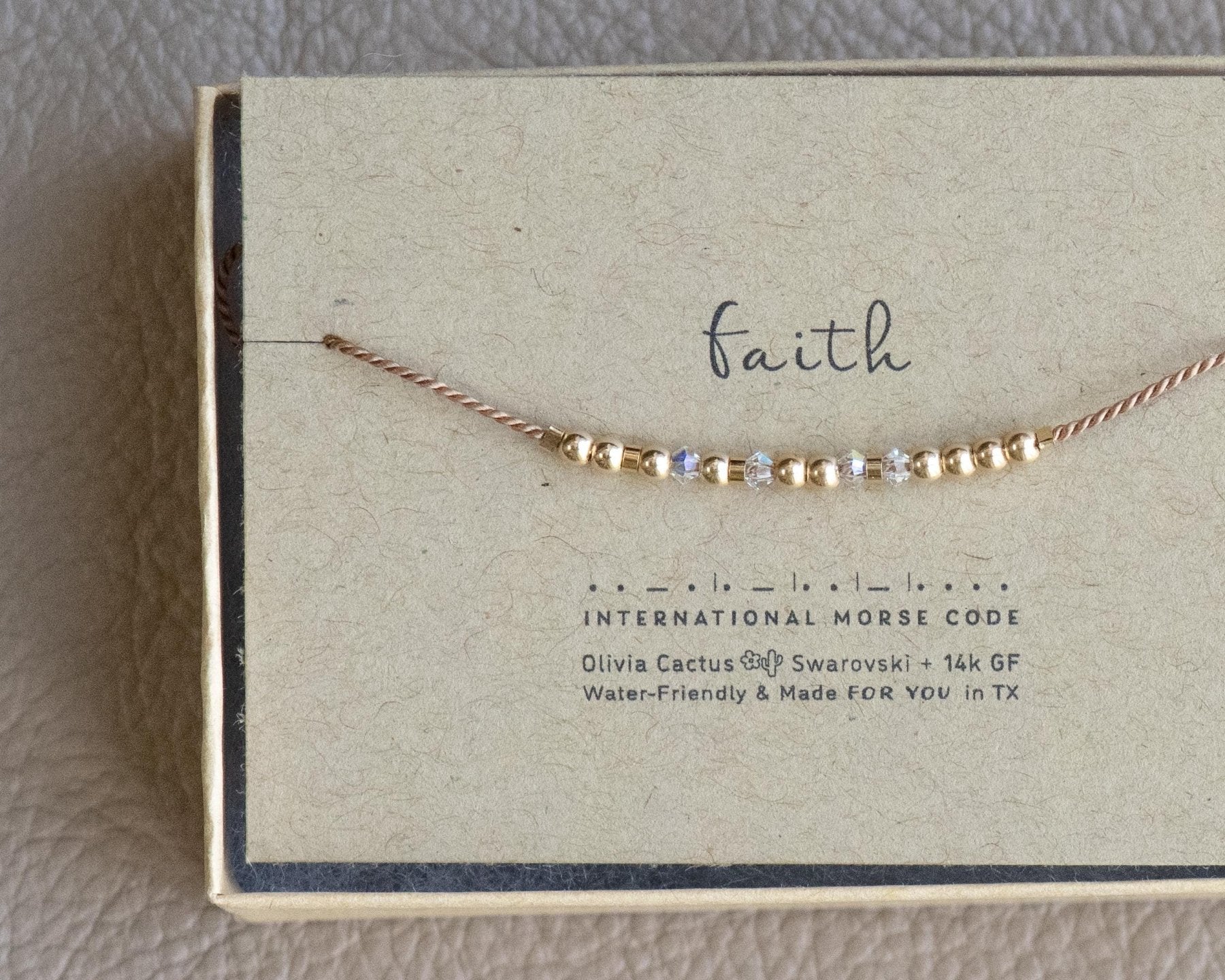 Faith Morse Code Bracelet + Cross Charm - Dainty 14K Gold & Silver Jewelry by Olivia Cactus