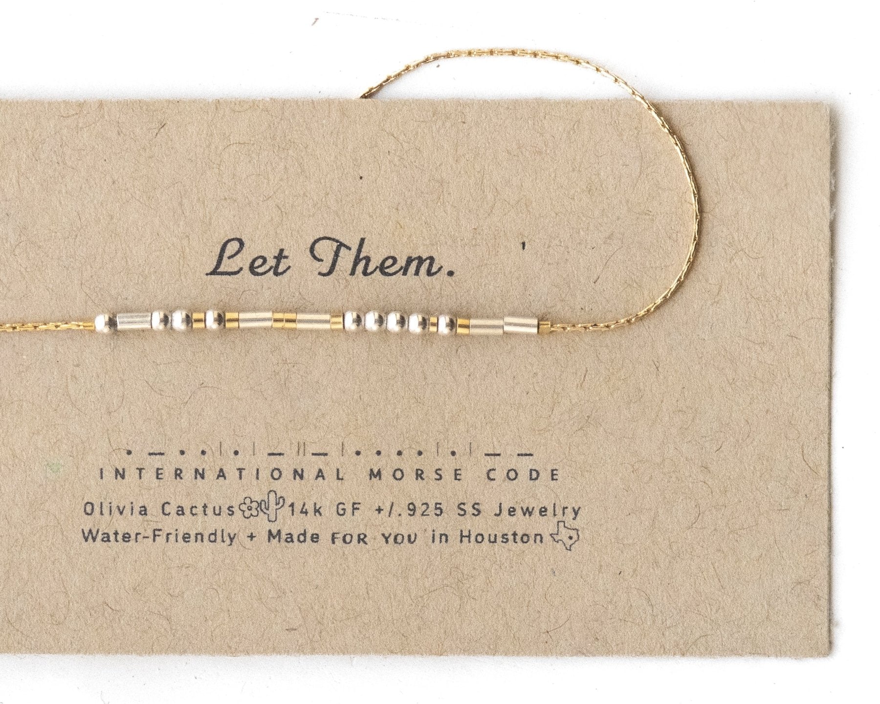 Let Them Morse Code Bracelet - Dainty 14K Gold & Silver Jewelry by Olivia Cactus