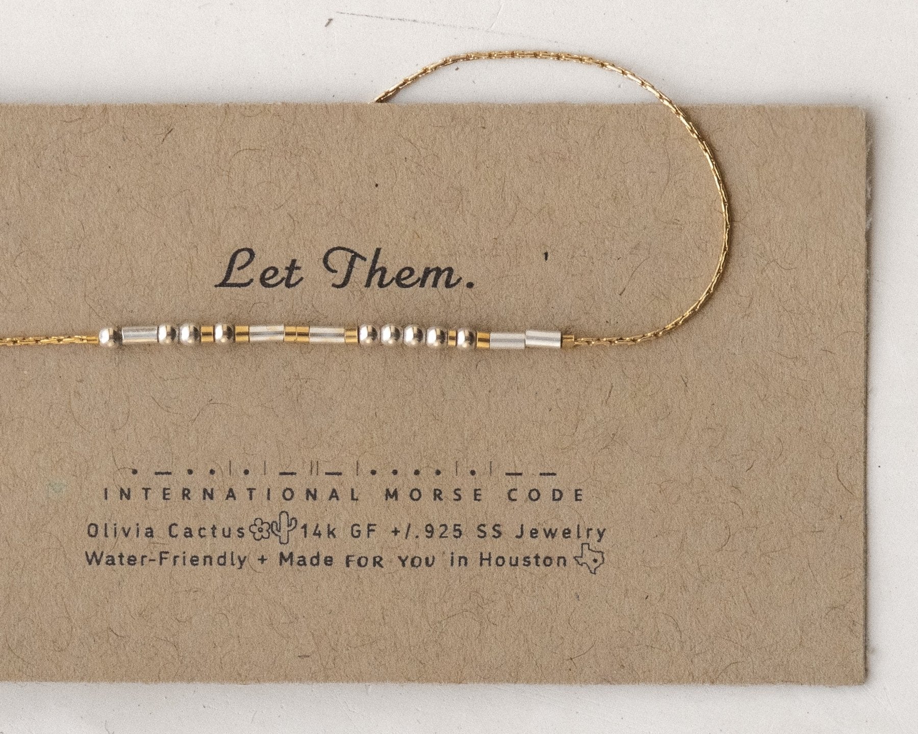 Let Them Morse Code Bracelet - Dainty 14K Gold & Silver Jewelry by Olivia Cactus