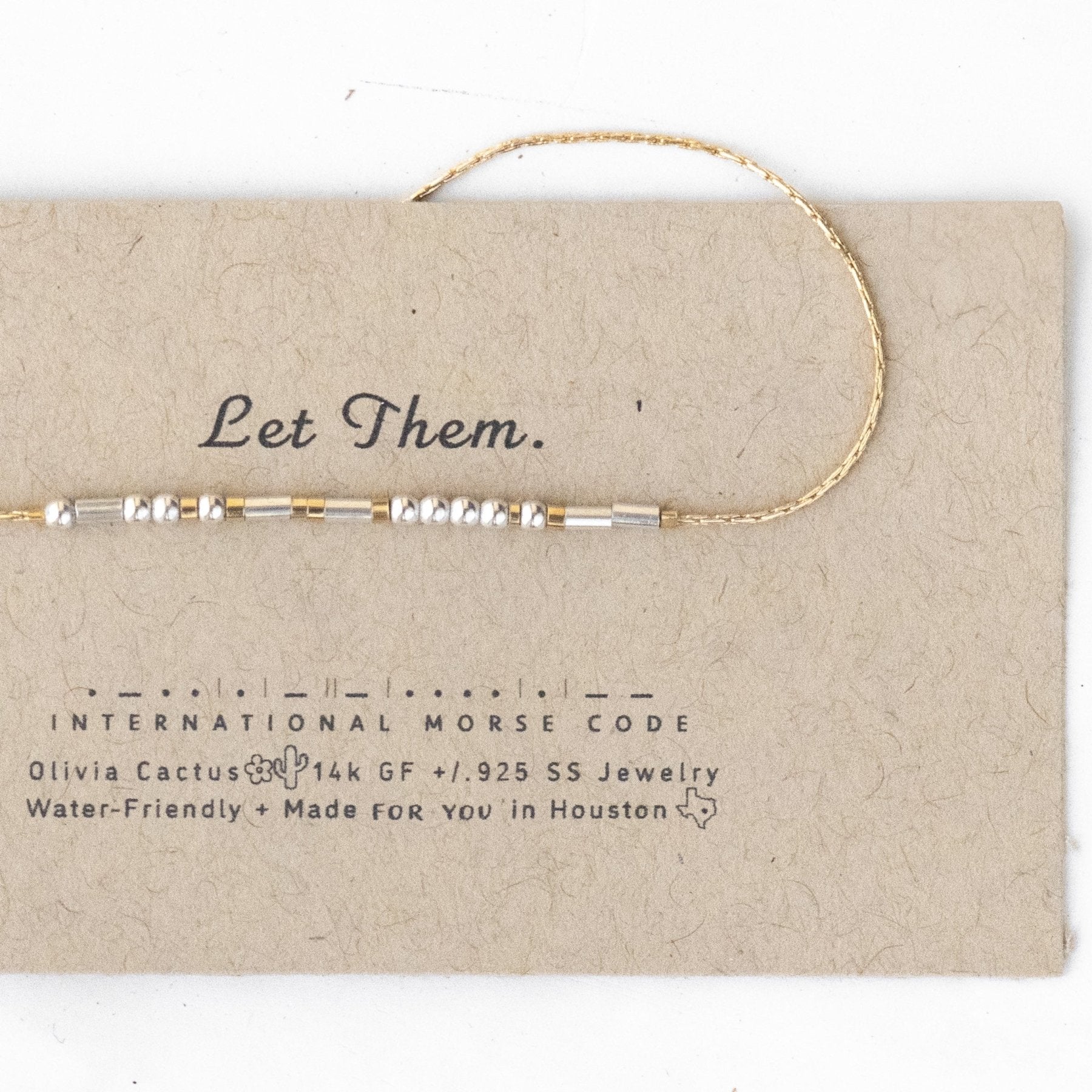Let Them Morse Code Bracelet - Dainty 14K Gold & Silver Jewelry by Olivia Cactus