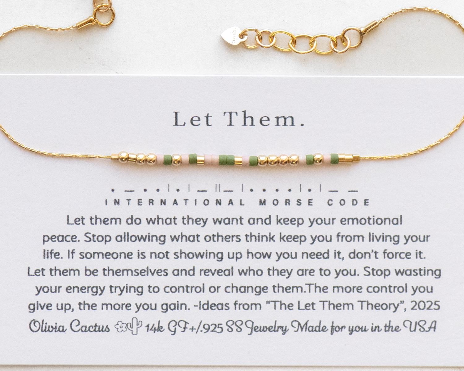 Let Them Morse Code Bracelet - Dainty 14K Gold & Silver Jewelry by Olivia Cactus