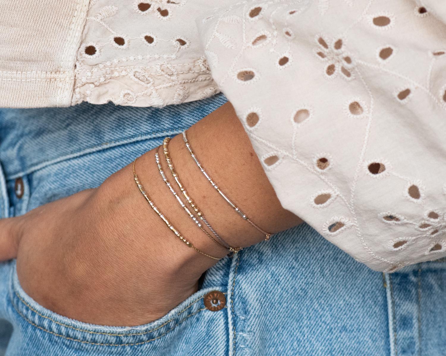 Let Them Morse Code Bracelet - Dainty 14K Gold & Silver Jewelry by Olivia Cactus