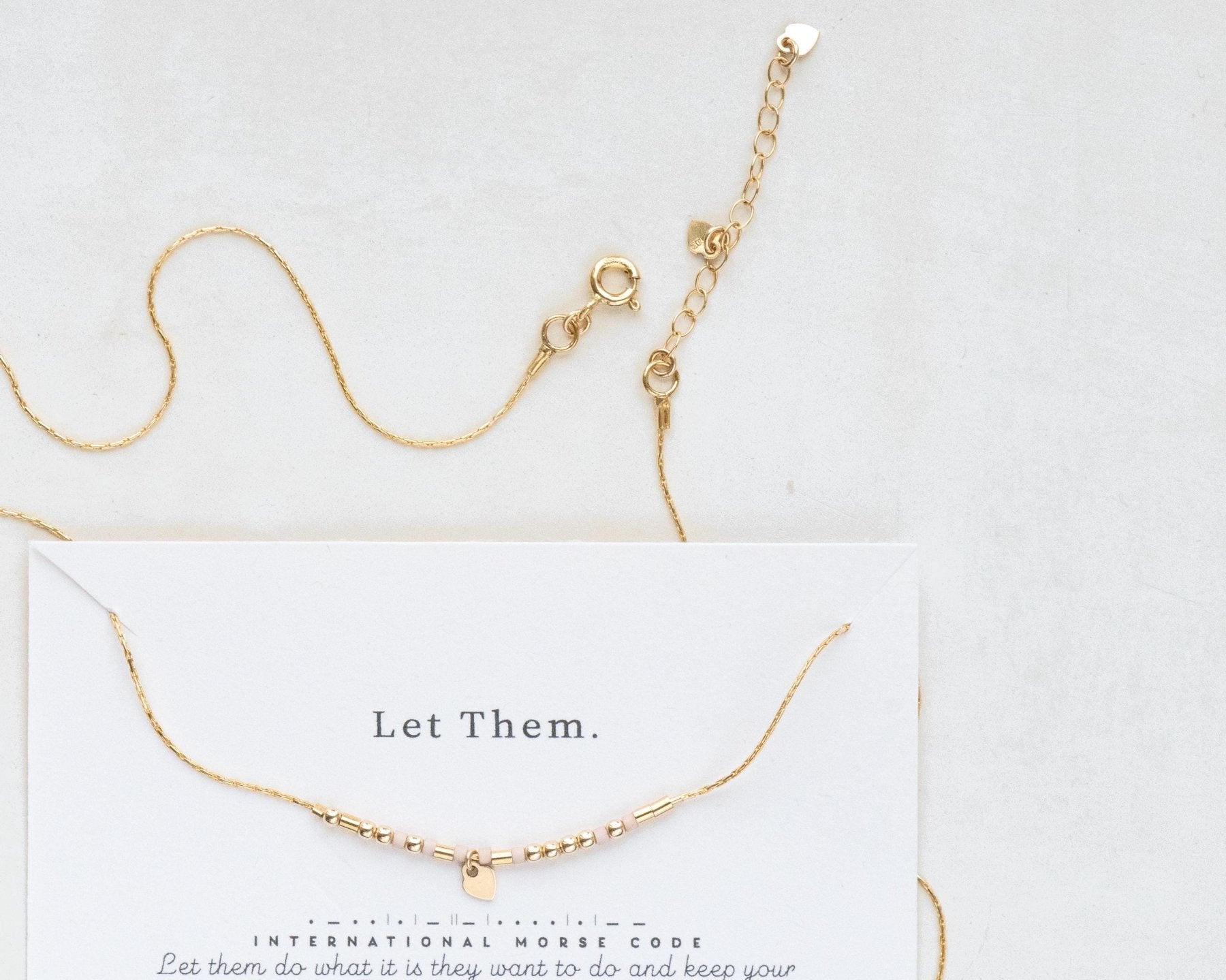 Let Them Morse Code Necklace - Dainty 14K Gold & Silver Jewelry by Olivia Cactus