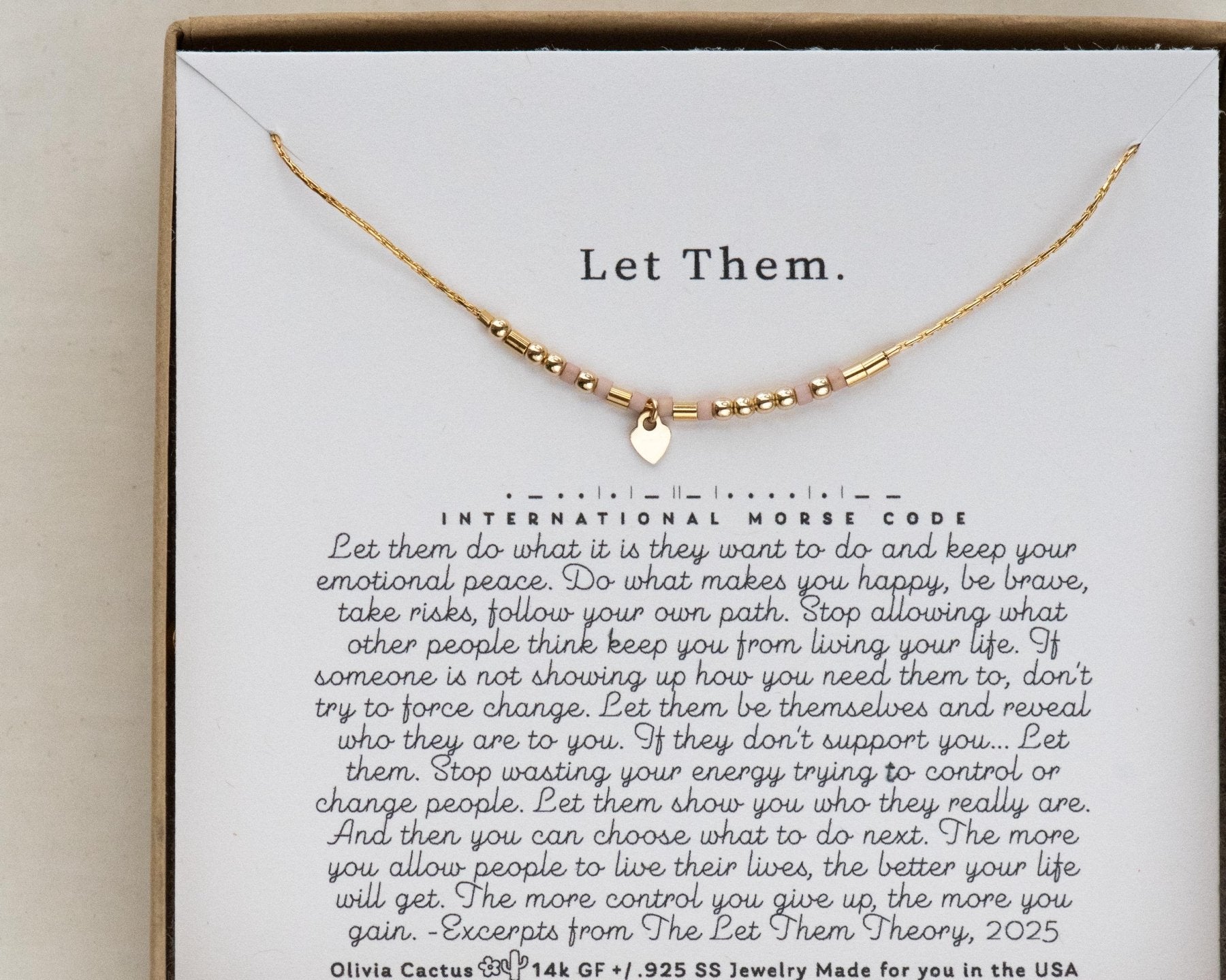Let Them Morse Code Necklace - Dainty 14K Gold & Silver Jewelry by Olivia Cactus