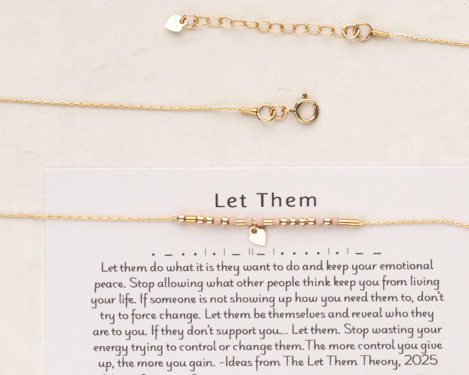 Let Them Morse Code Necklace - Dainty 14K Gold & Silver Jewelry by Olivia Cactus