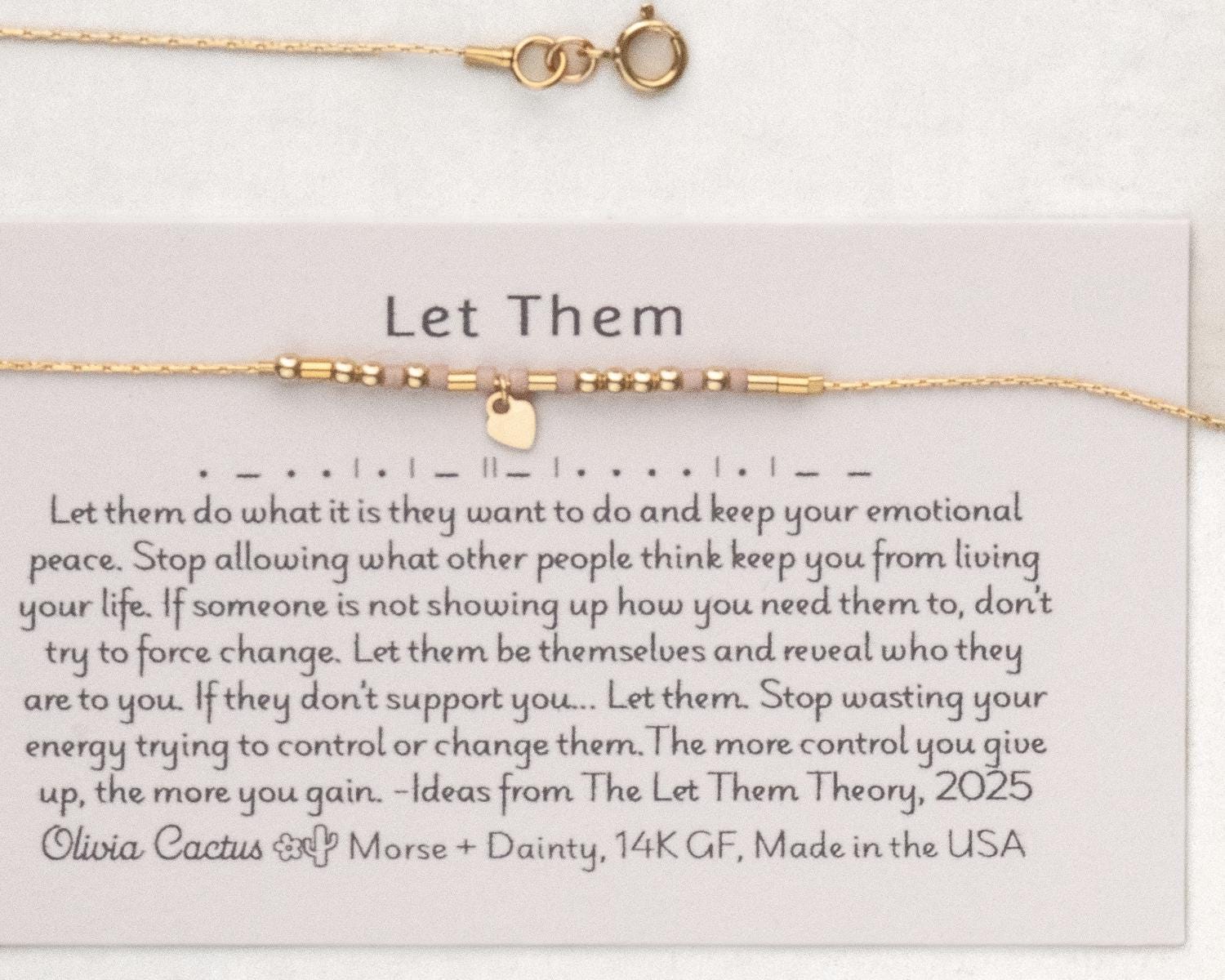 Let Them Morse Code Necklace - Dainty 14K Gold & Silver Jewelry by Olivia Cactus