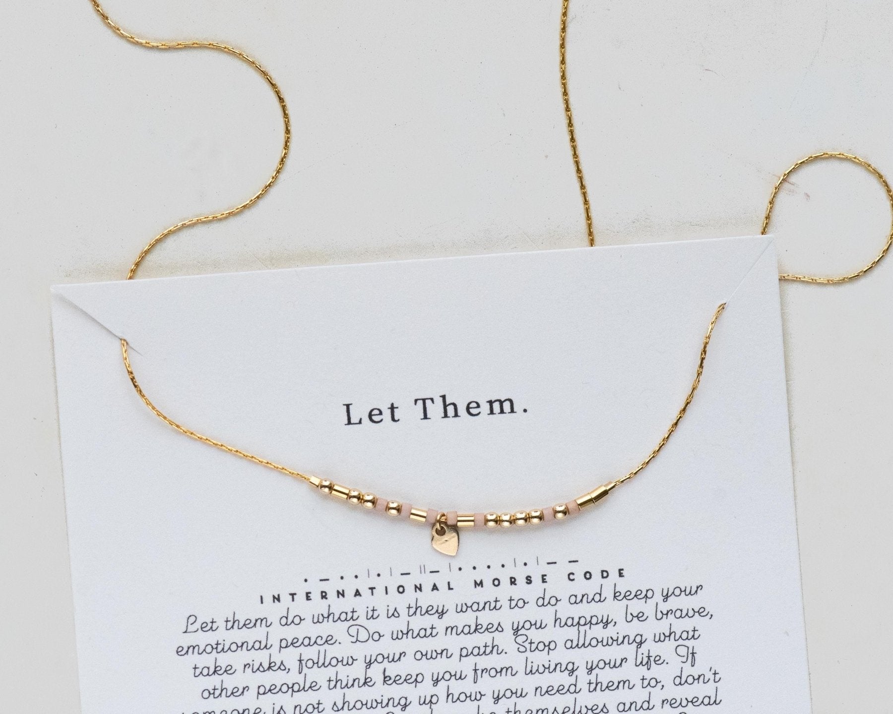 Let Them Morse Code Necklace - Dainty 14K Gold & Silver Jewelry by Olivia Cactus