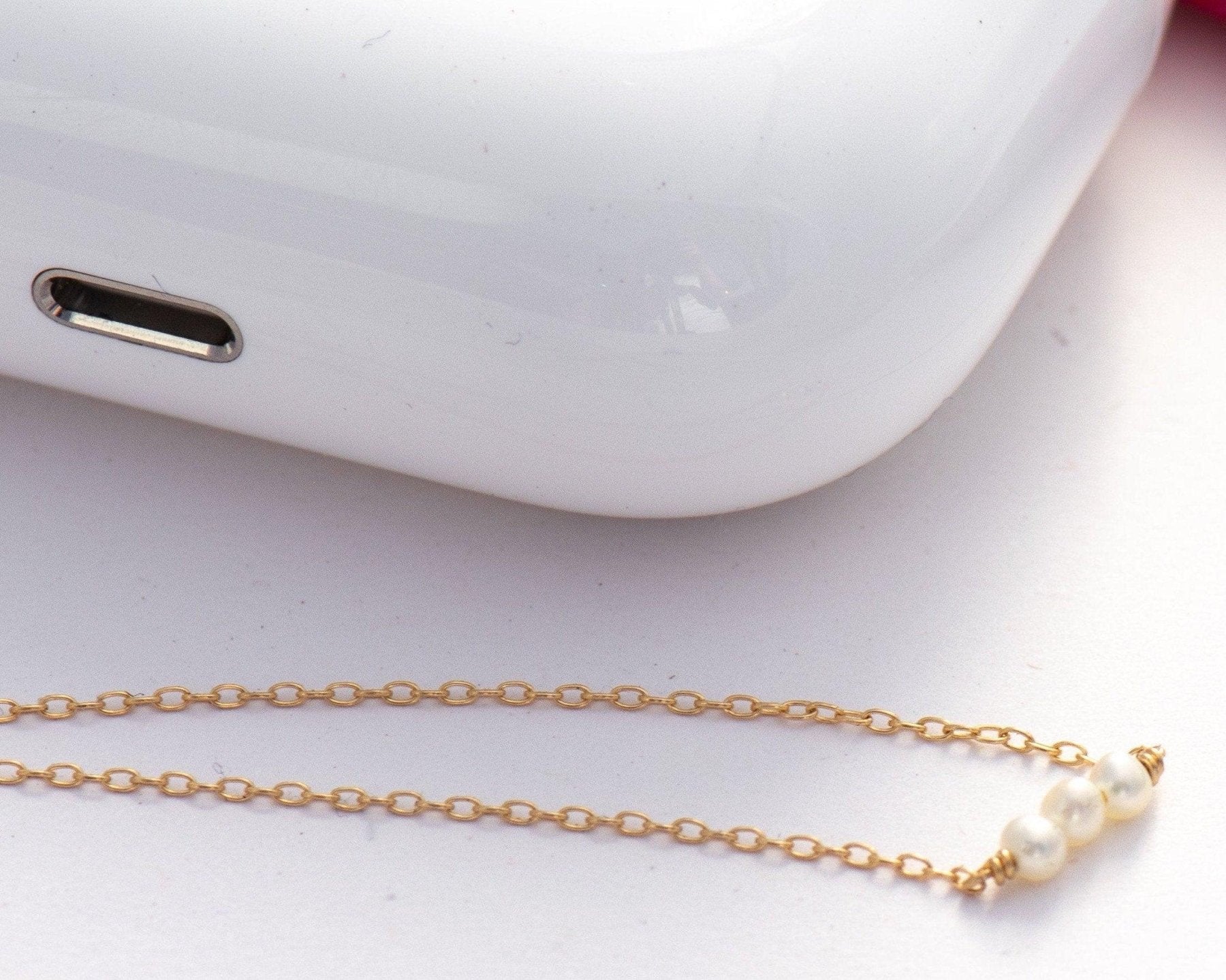 Little Pearls Dainty Gold Chain Necklace - Dainty 14K Gold & Silver Jewelry by Olivia Cactus