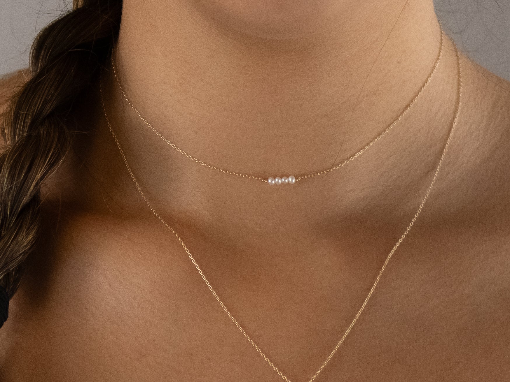 Little Pearls Dainty Gold Chain Necklace - Dainty 14K Gold & Silver Jewelry by Olivia Cactus