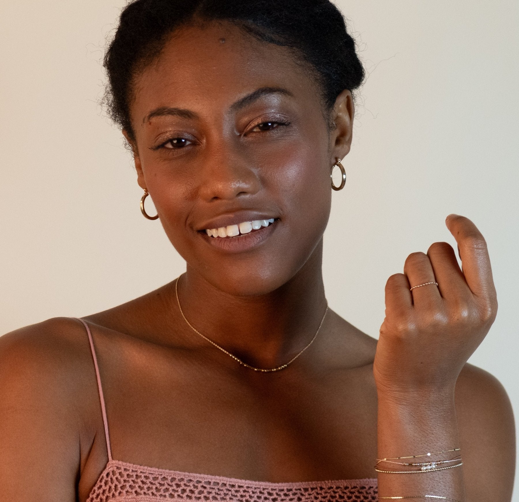 Little Pearls on Cord Bracelet - Dainty 14K Gold & Silver Jewelry by Olivia Cactus