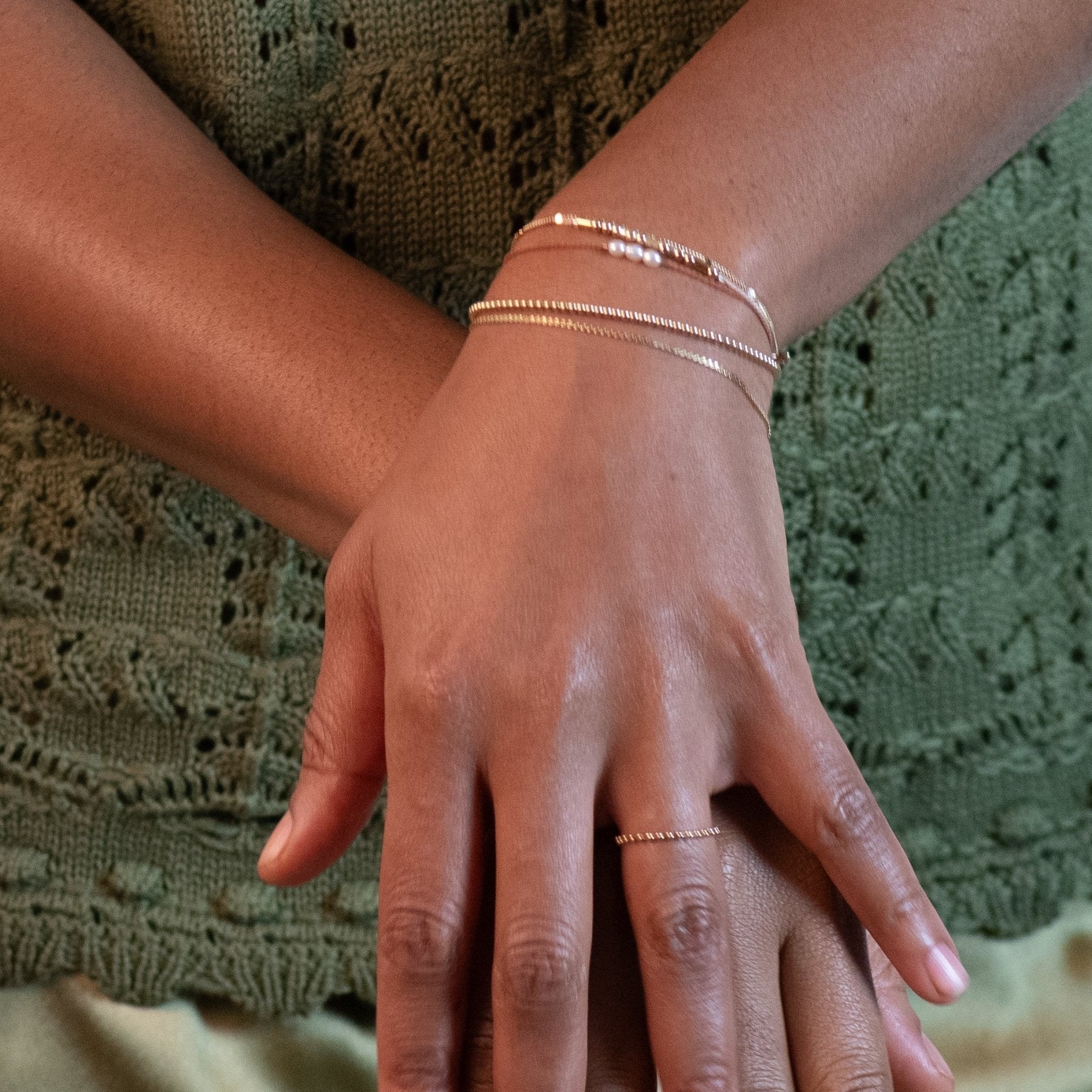 Little Pearls on Cord Bracelet - Dainty 14K Gold & Silver Jewelry by Olivia Cactus