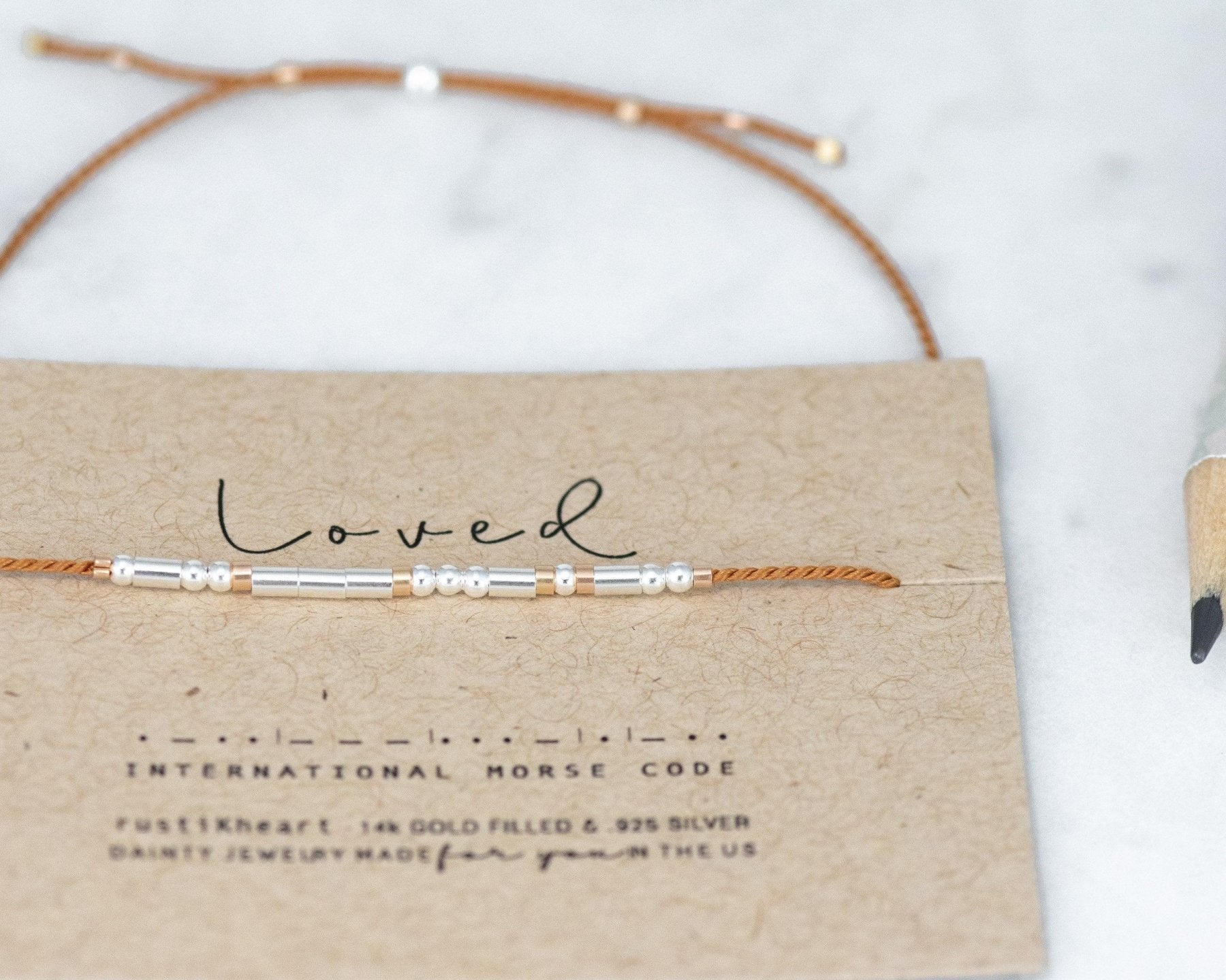 Loved Morse Code Bracelet - Dainty 14K Gold & Silver Jewelry by Olivia Cactus