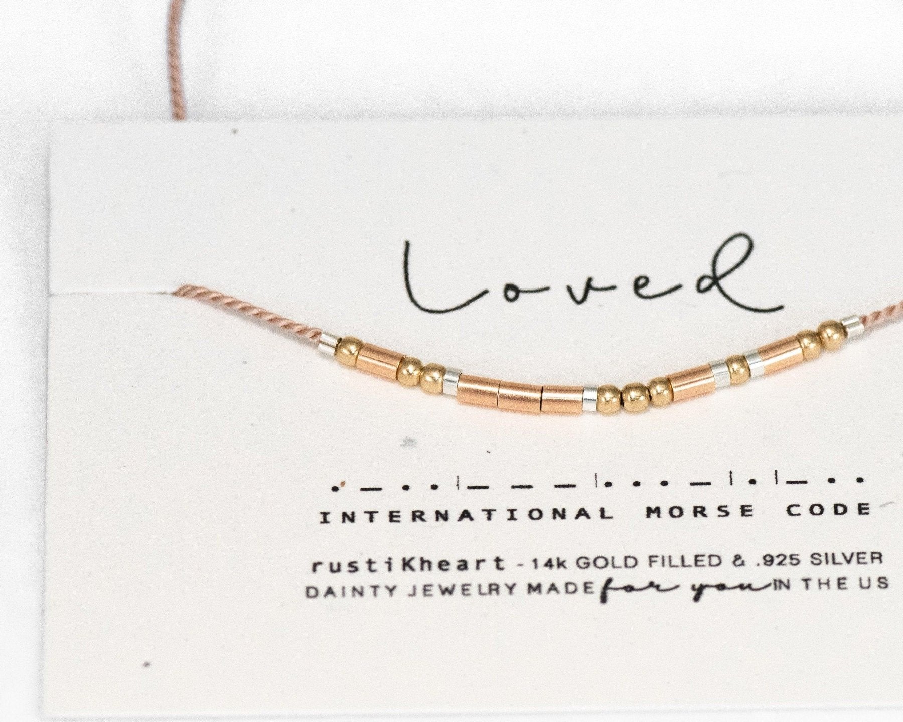 Loved Morse Code Bracelet - Dainty 14K Gold & Silver Jewelry by Olivia Cactus