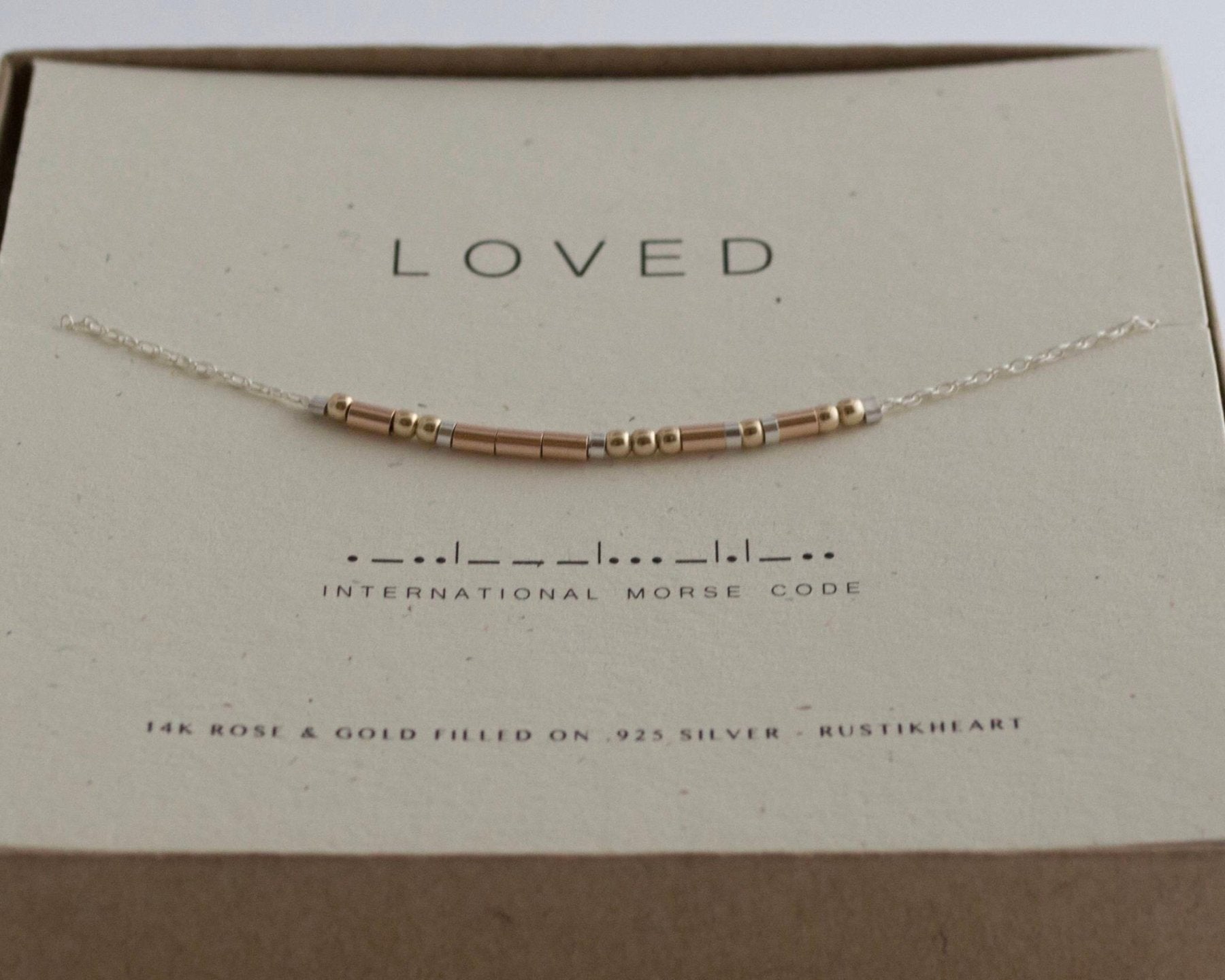 Loved Morse Code Necklace - Dainty 14K Gold & Silver Jewelry by Olivia Cactus
