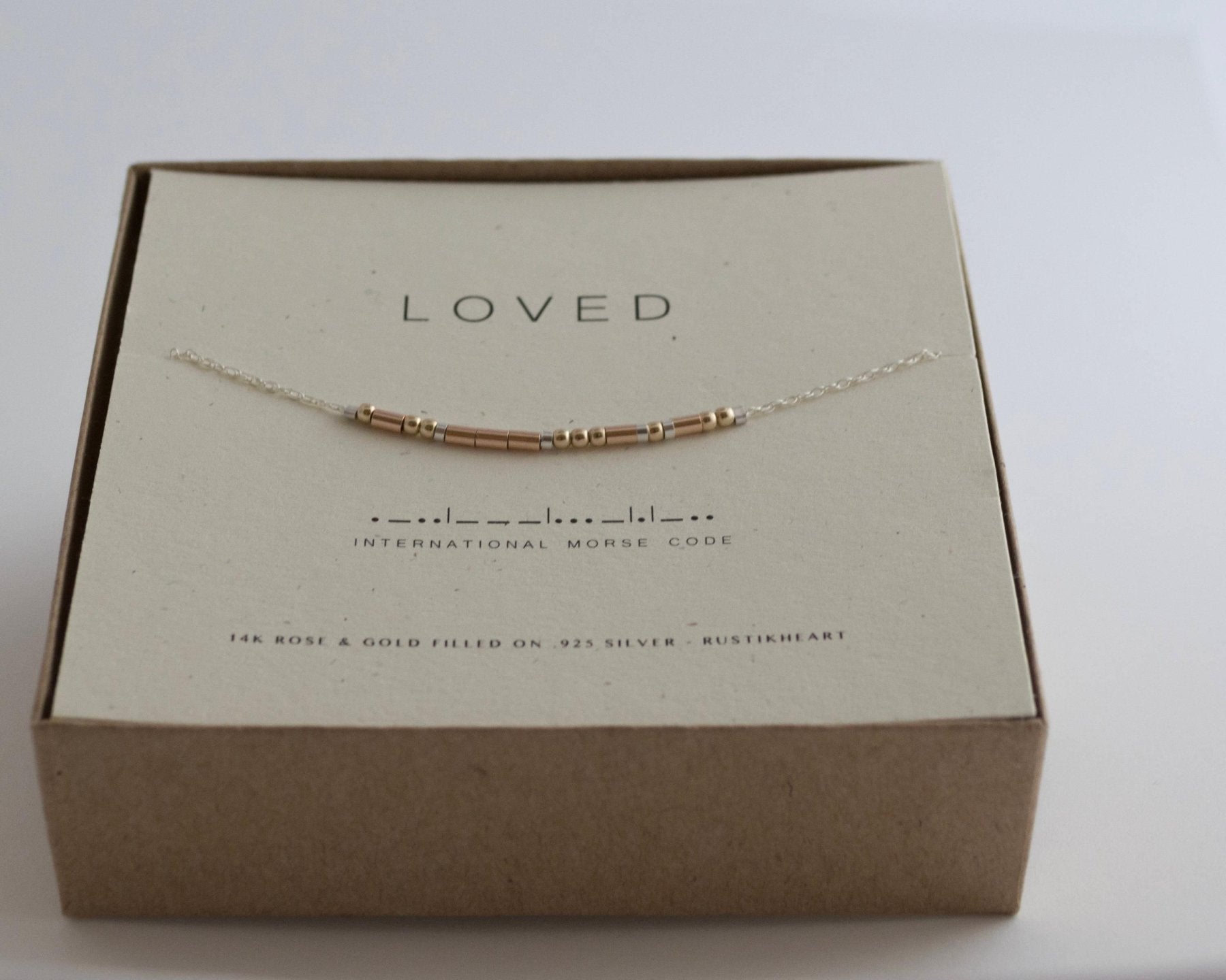 Loved Morse Code Necklace - Dainty 14K Gold & Silver Jewelry by Olivia Cactus