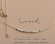 Loved Morse Code Necklace - Dainty 14K Gold & Silver Jewelry by Olivia Cactus