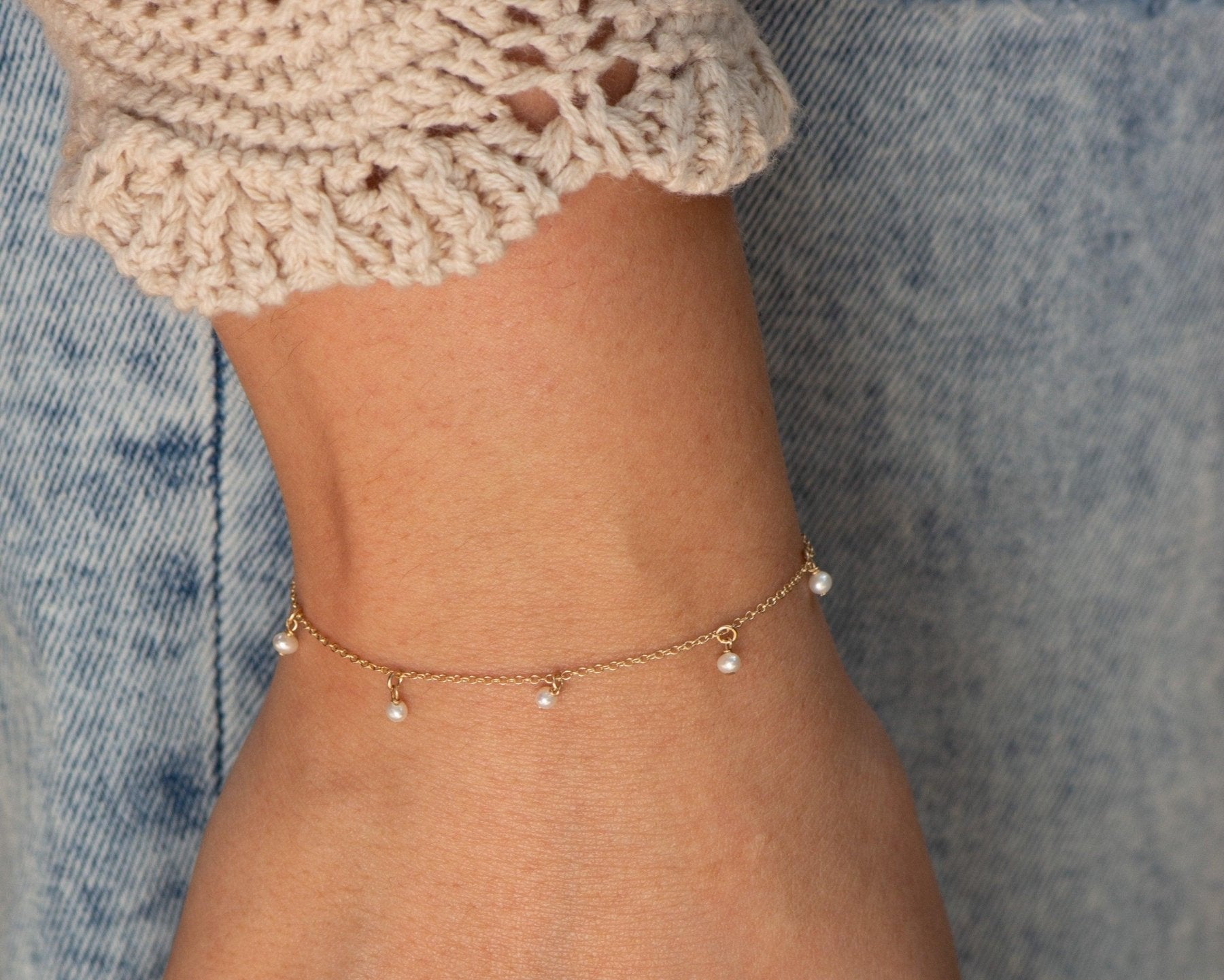 Macarena Pearls Bracelet - Dainty 14K Gold & Silver Jewelry by Olivia Cactus