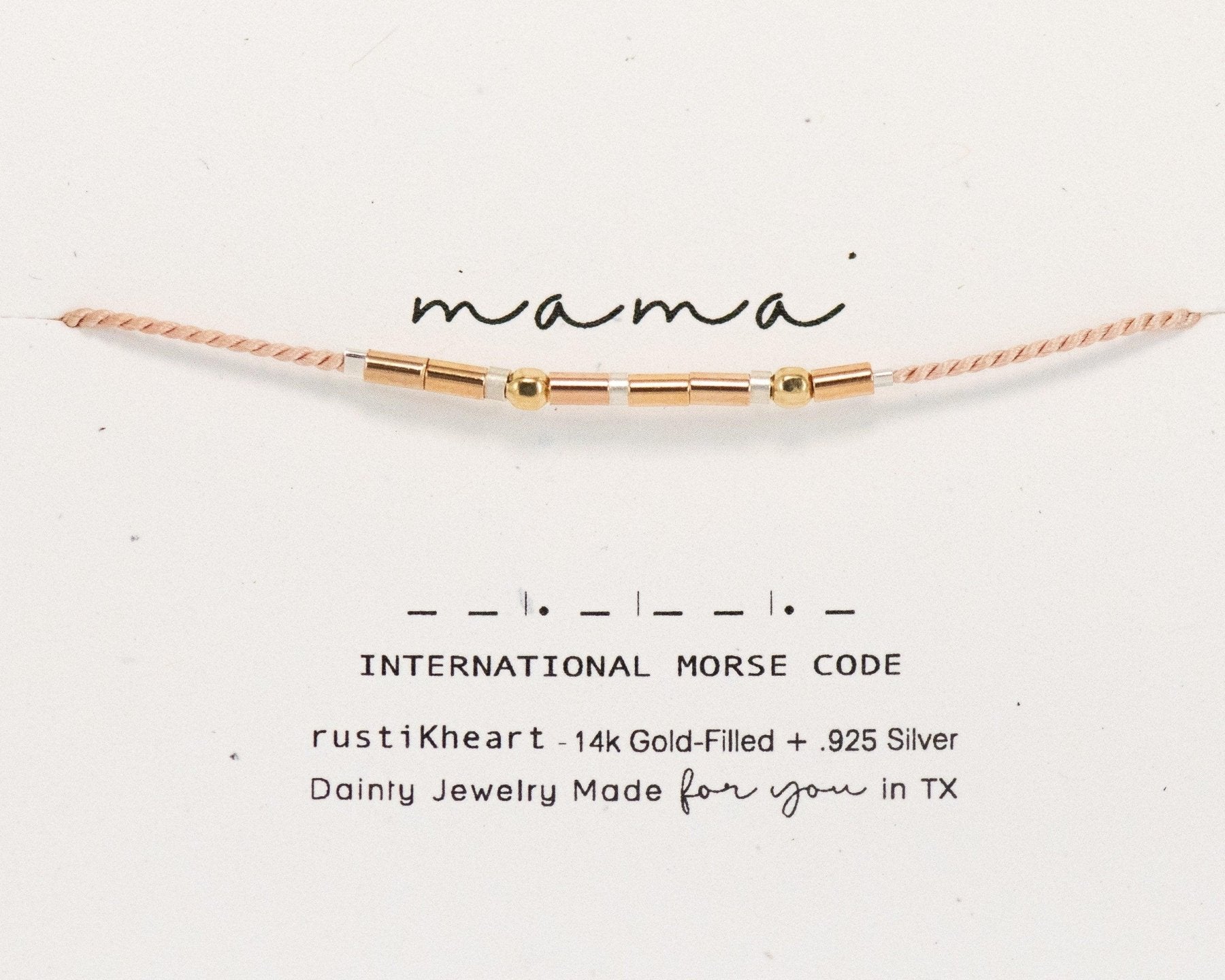 Mama Morse Code Bracelet - Dainty 14K Gold & Silver Jewelry by Olivia Cactus