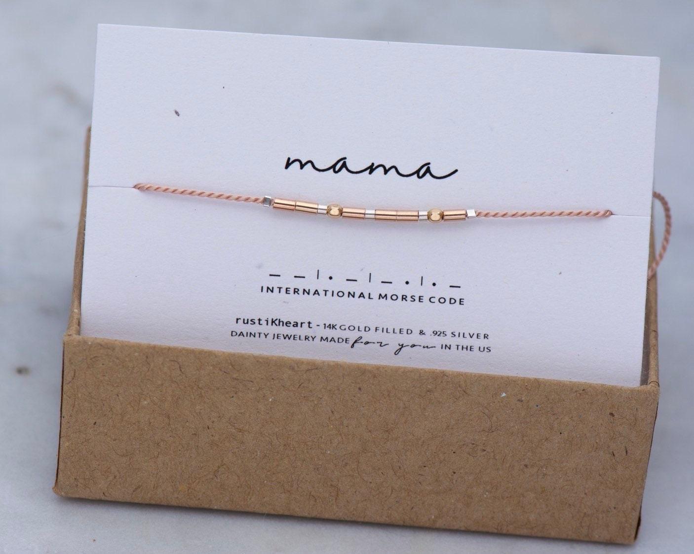Mama Morse Code Bracelet - Dainty 14K Gold & Silver Jewelry by Olivia Cactus
