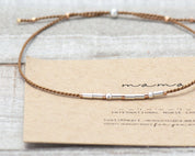 Mama Morse Code Dainty Bracelet - Dainty 14K Gold & Silver Jewelry by Olivia Cactus