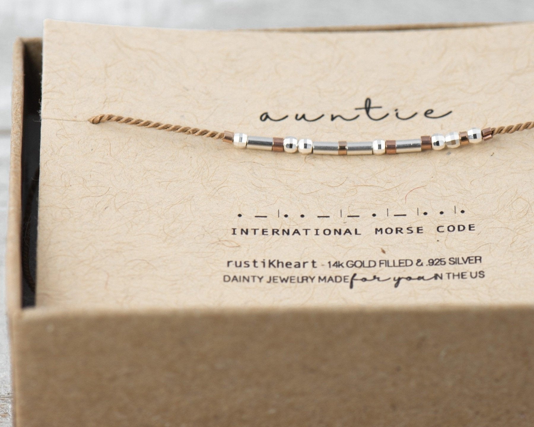 Mama Morse Code Dainty Bracelet - Dainty 14K Gold & Silver Jewelry by Olivia Cactus