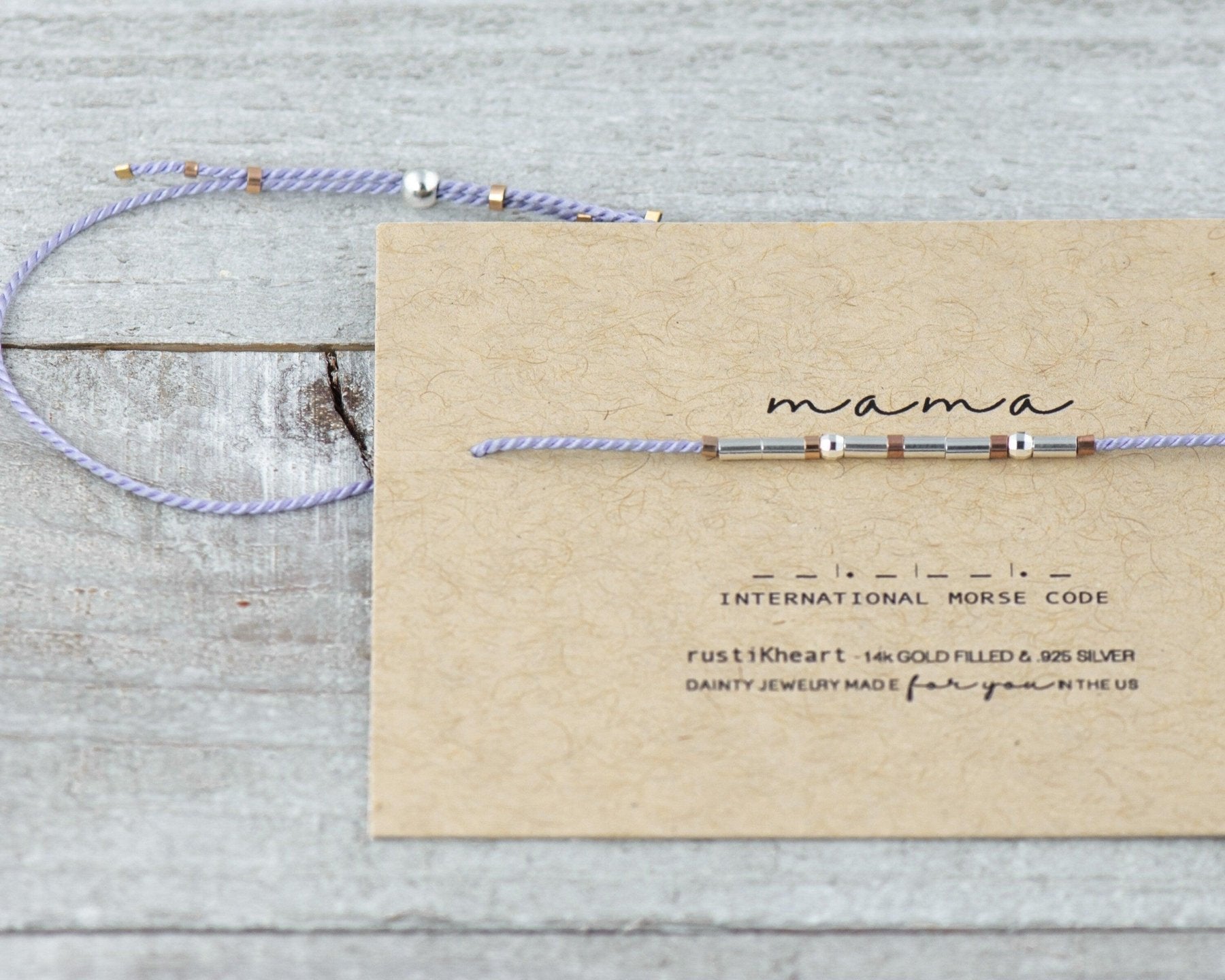 Mama Morse Code Dainty Bracelet - Dainty 14K Gold & Silver Jewelry by Olivia Cactus