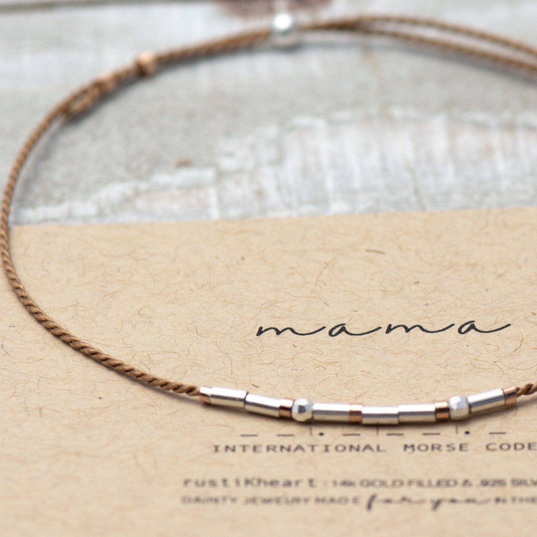 Mama Morse Code Dainty Bracelet - Dainty 14K Gold & Silver Jewelry by Olivia Cactus