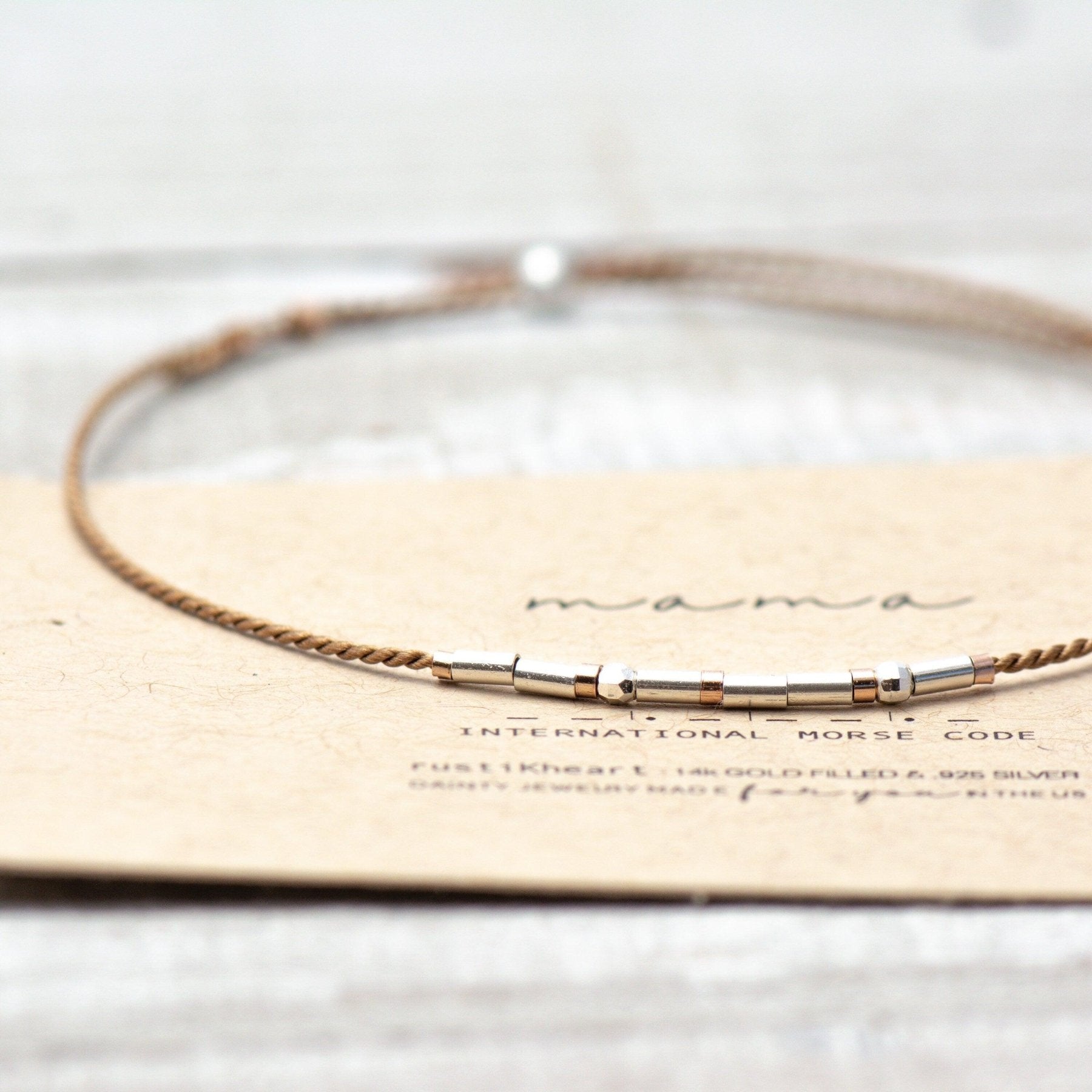 Mama Morse Code Dainty Bracelet - Dainty 14K Gold & Silver Jewelry by Olivia Cactus