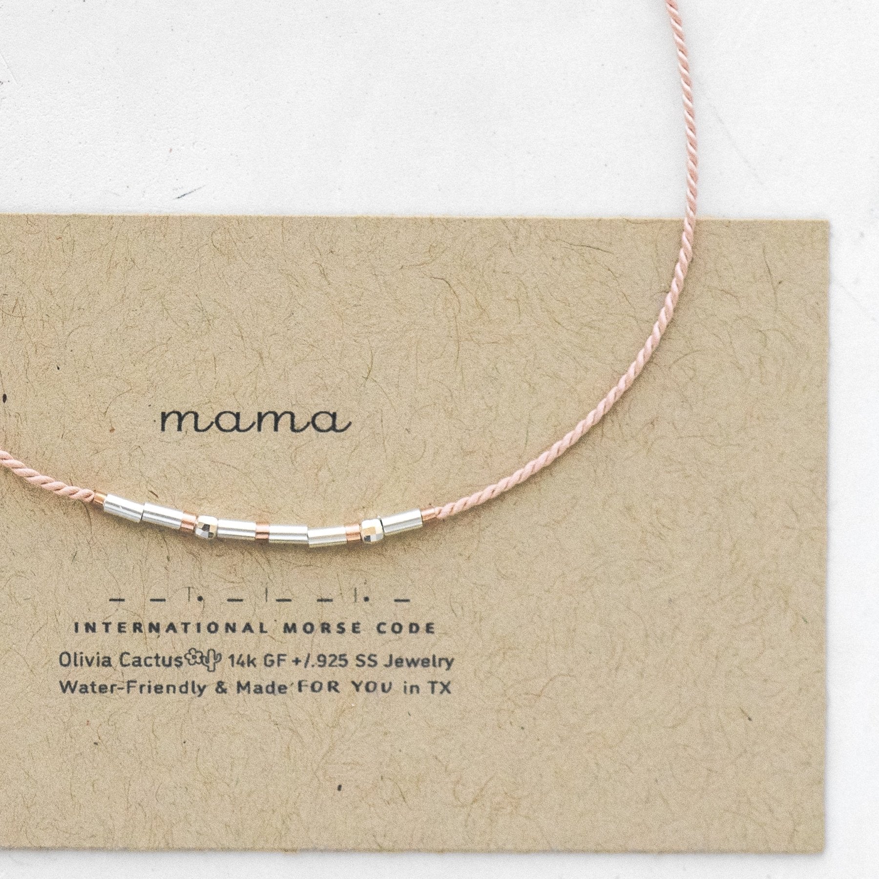 Mama Morse Code Dainty Bracelet - Dainty 14K Gold & Silver Jewelry by Olivia Cactus