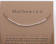 Matthew 19:6 Morse Code Bracelet - Dainty 14K Gold & Silver Jewelry by Olivia Cactus